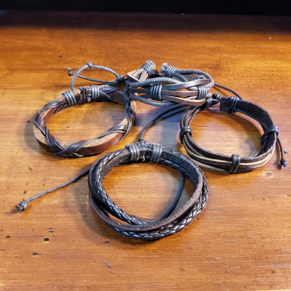 Four Piece Leather Bracelets